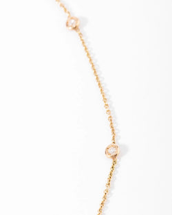 Collier or jaune intercalé de diamant sur maille forçat - Castafiore