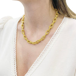 Collier or jaune, maille marine. - Castafiore