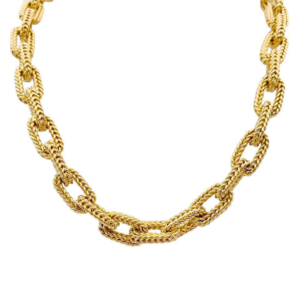 Collier or jaune, maille marine. - Castafiore