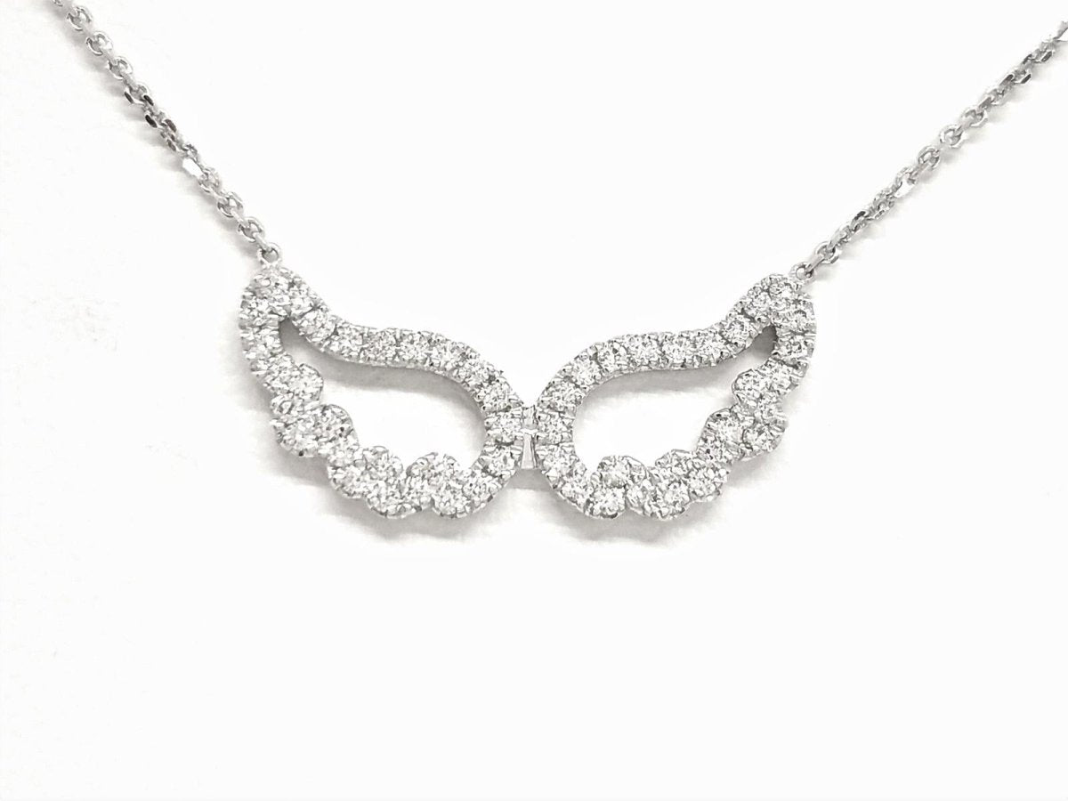 Collier Pendentif Aile d'ange en or blanc et diamants - Castafiore