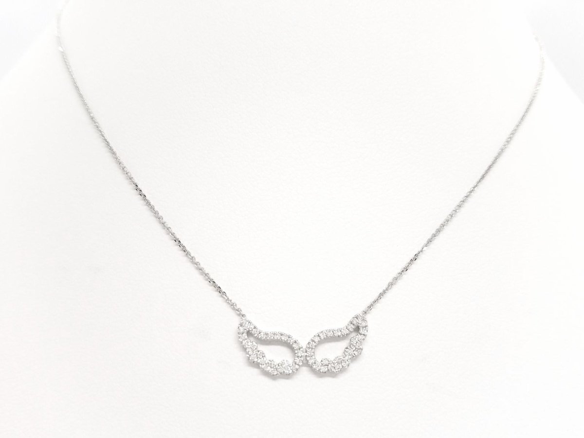Collier Pendentif Aile d'ange en or blanc et diamants - Castafiore