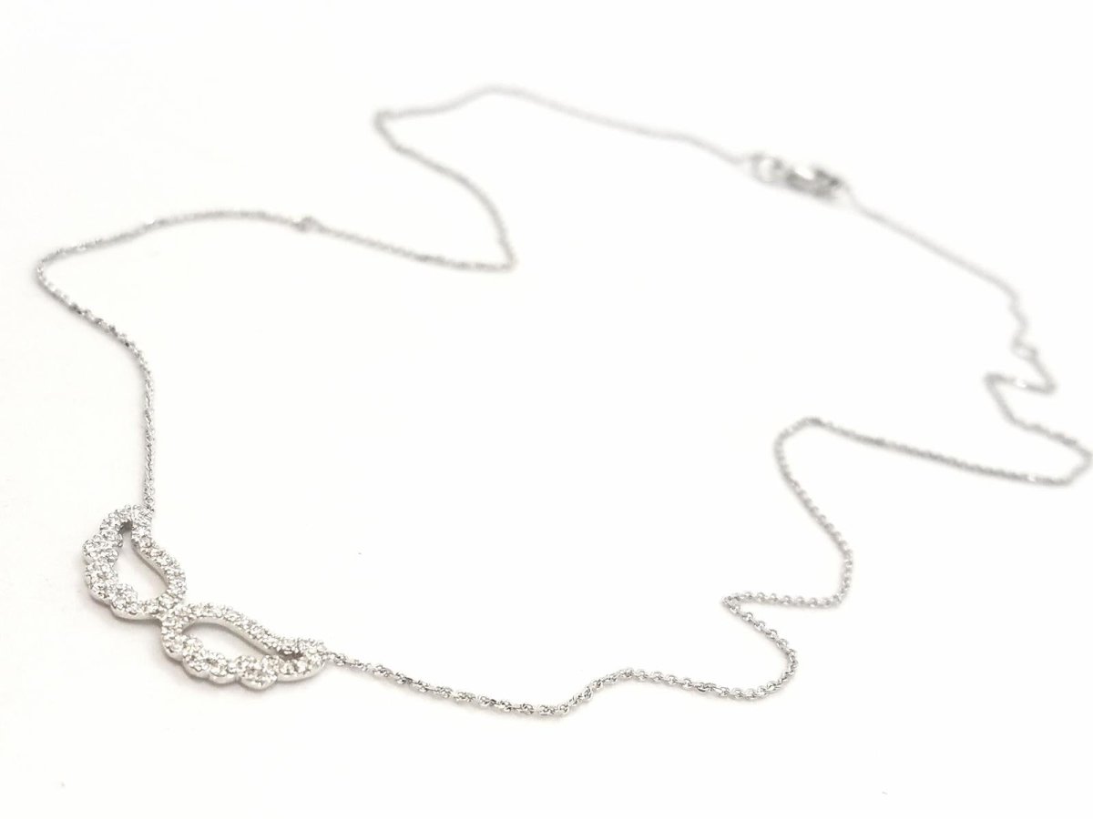 Collier Pendentif Aile d'ange en or blanc et diamants - Castafiore