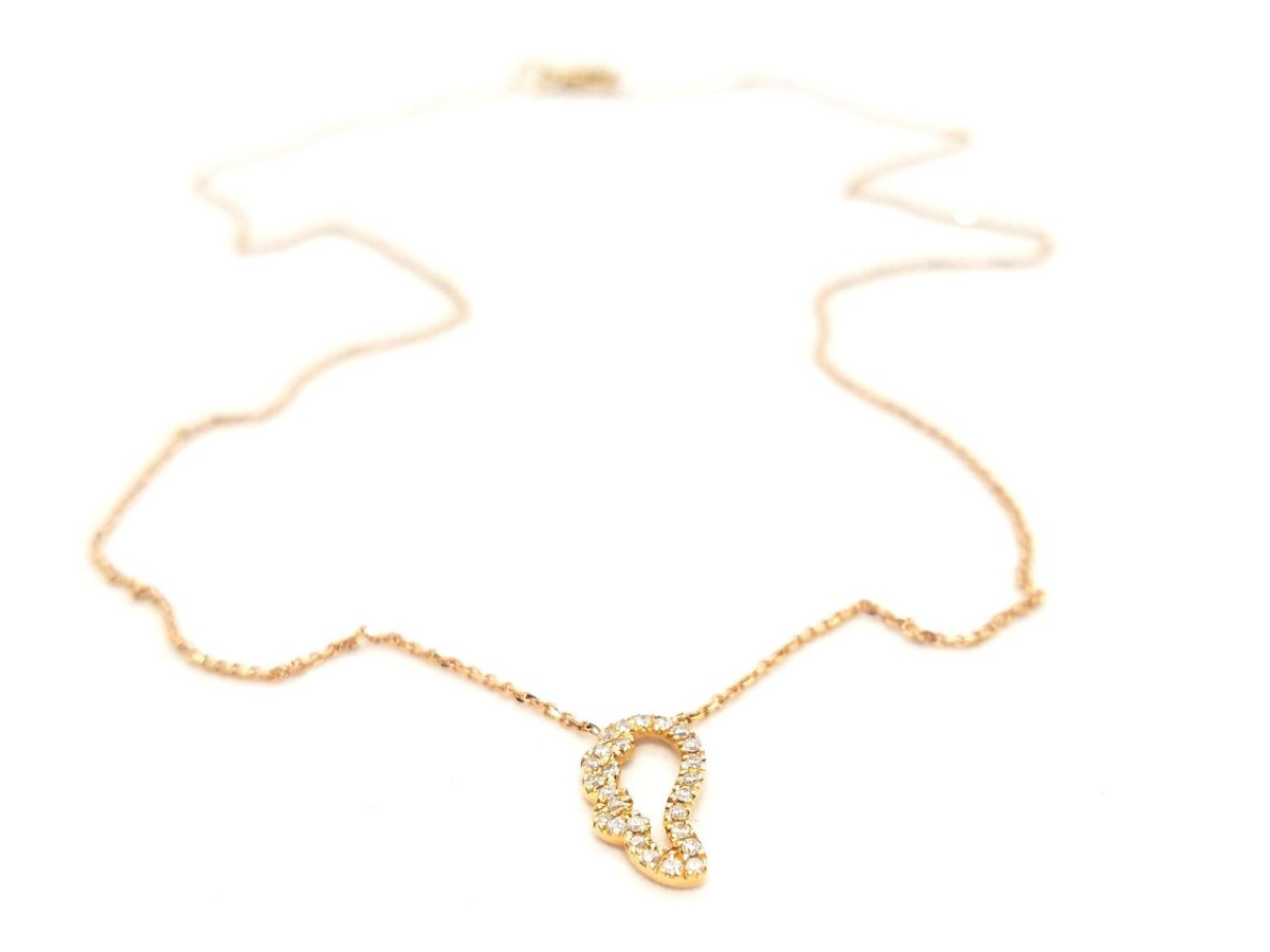 Collier Pendentif Aile d'ange en or rose et diamant - Castafiore