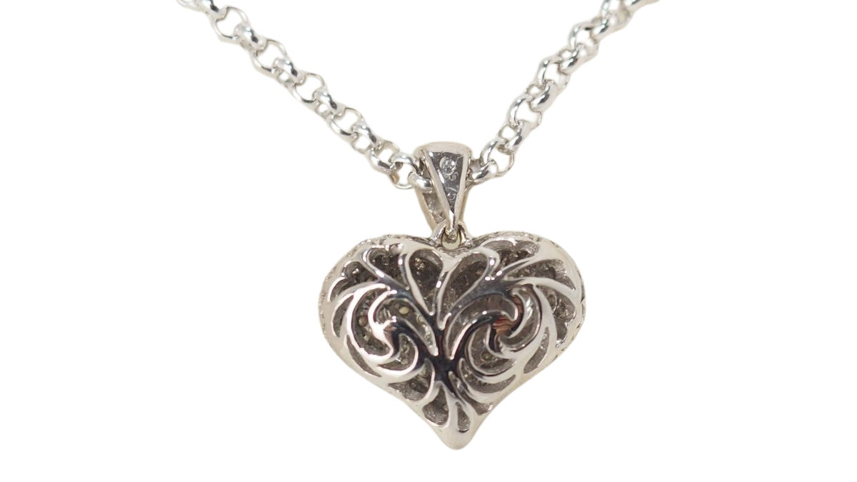 Collier pendentif coeur en or blanc et diamants - Castafiore