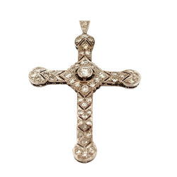 Collier Pendentif Croix en platine et diamant - Castafiore