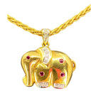 Collier pendentif en or 18 carats : éléphant en diamants et rubis - Castafiore