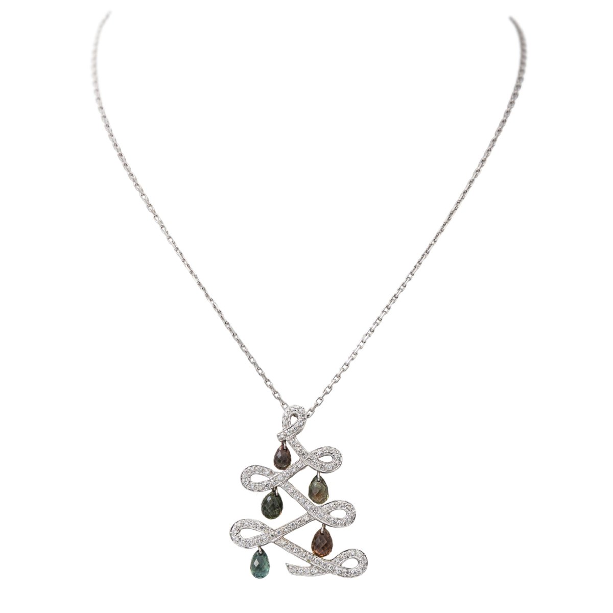Collier pendentif en or blanc et diamants - Castafiore