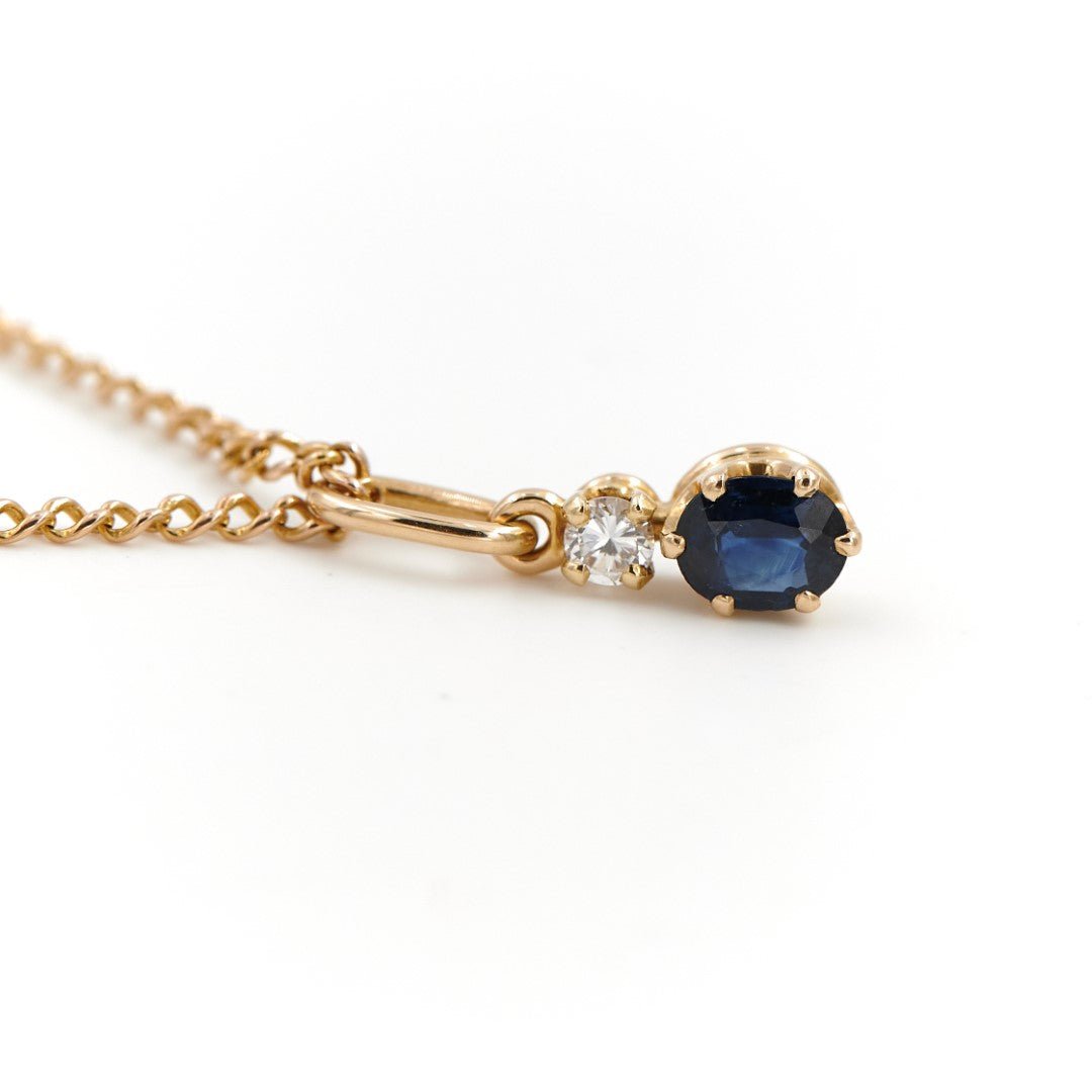 Collier Pendentif en or jaune, diamant et saphir - Castafiore