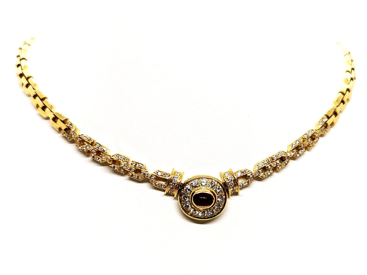 Collier Pendentif en or jaune, diamants et rubis - Castafiore