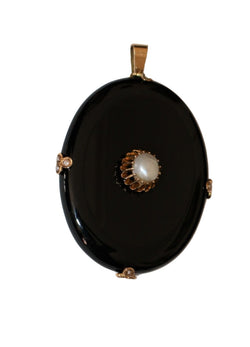 Collier Pendentif en or jaune et en onyx et perles - Castafiore