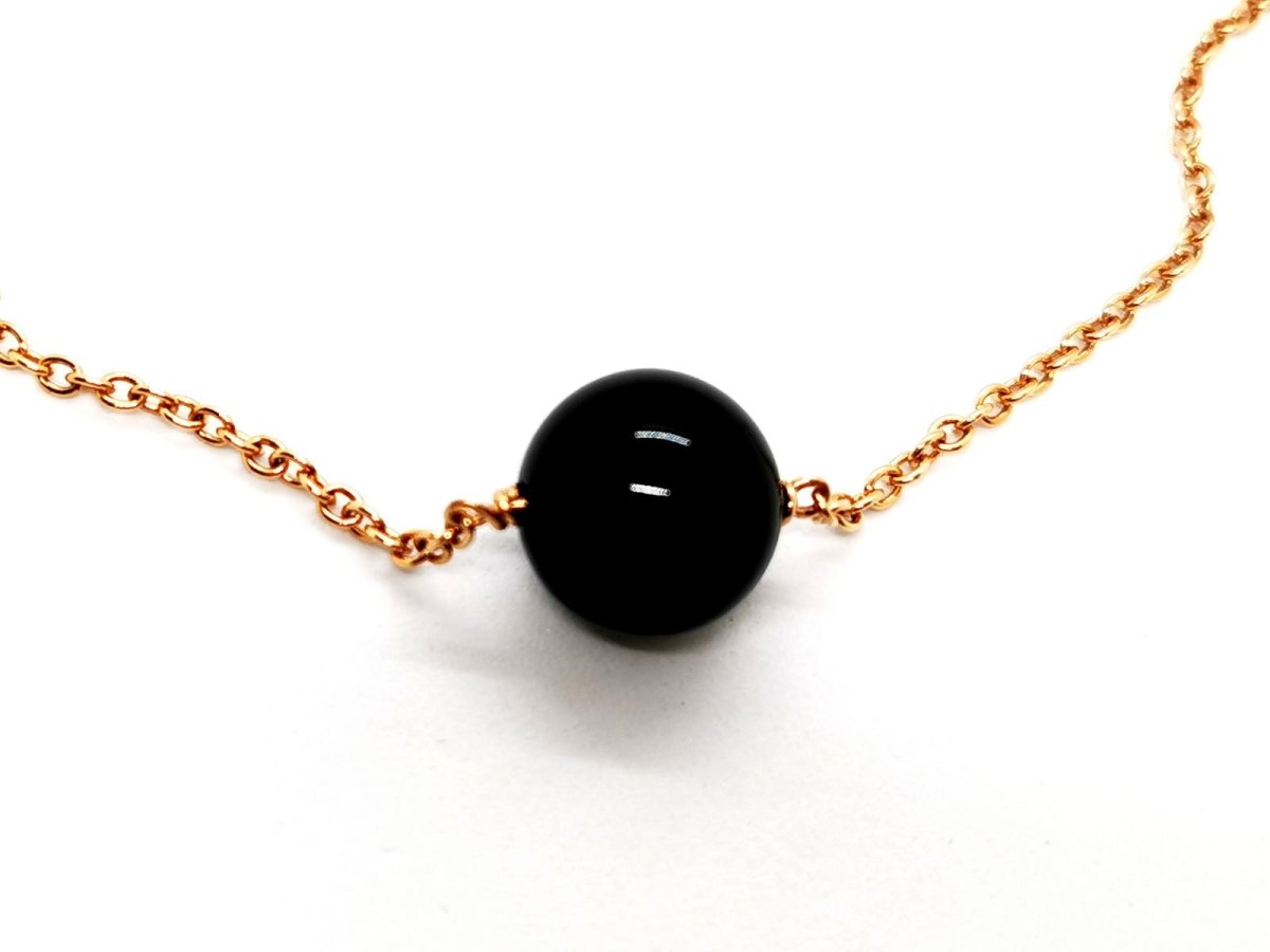 Collier Pendentif en or rose et onyx - Castafiore