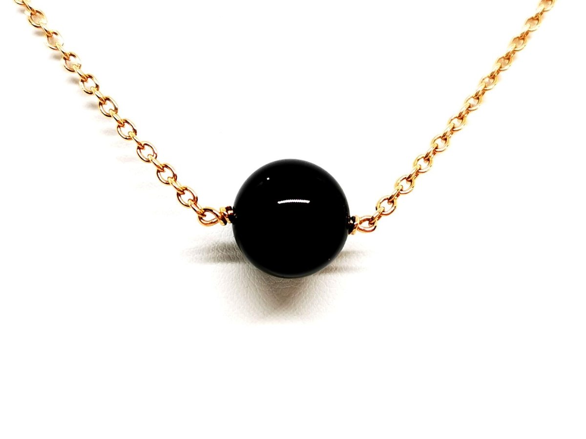 Collier Pendentif en or rose et onyx - Castafiore