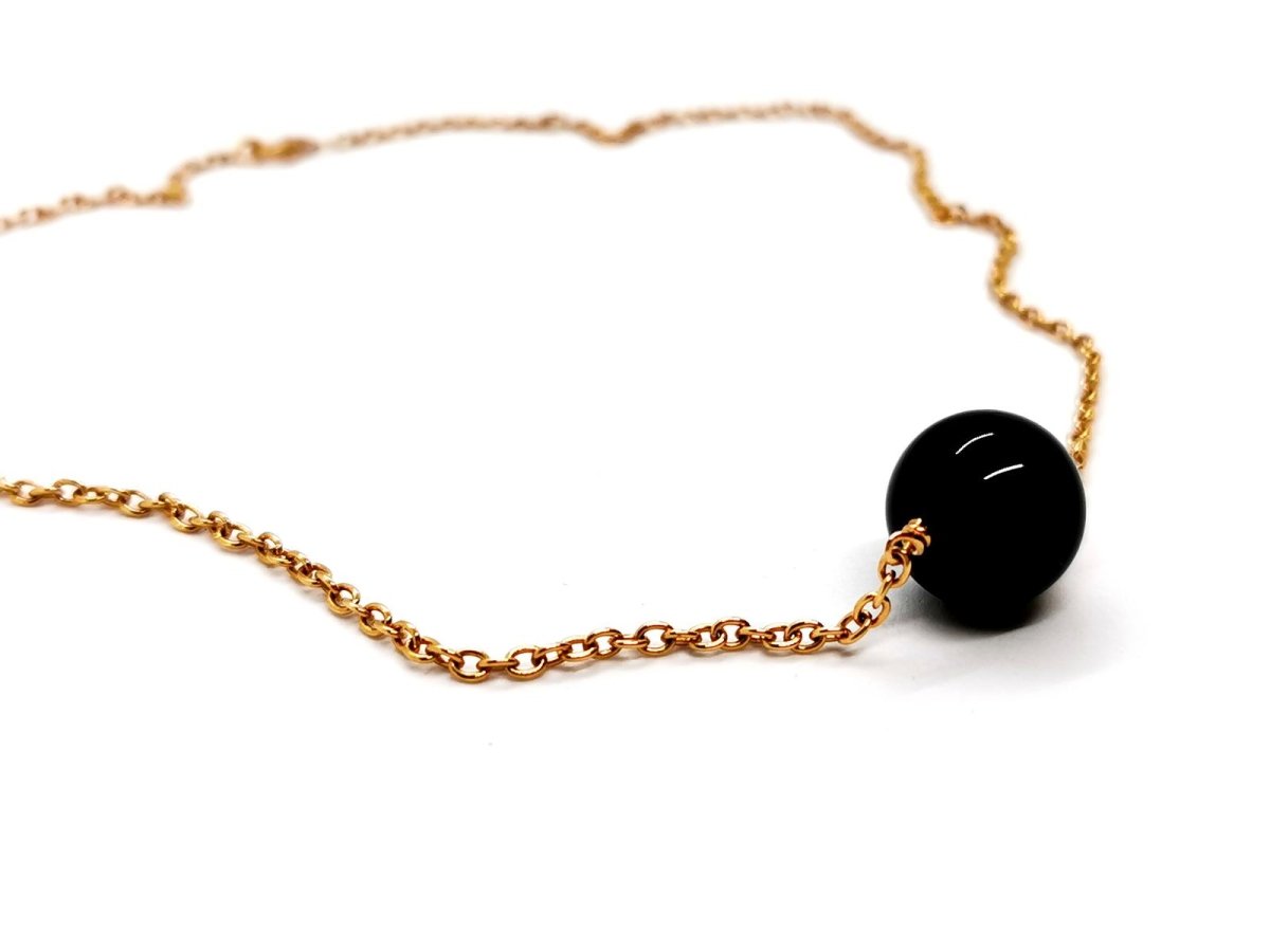 Collier Pendentif en or rose et onyx - Castafiore