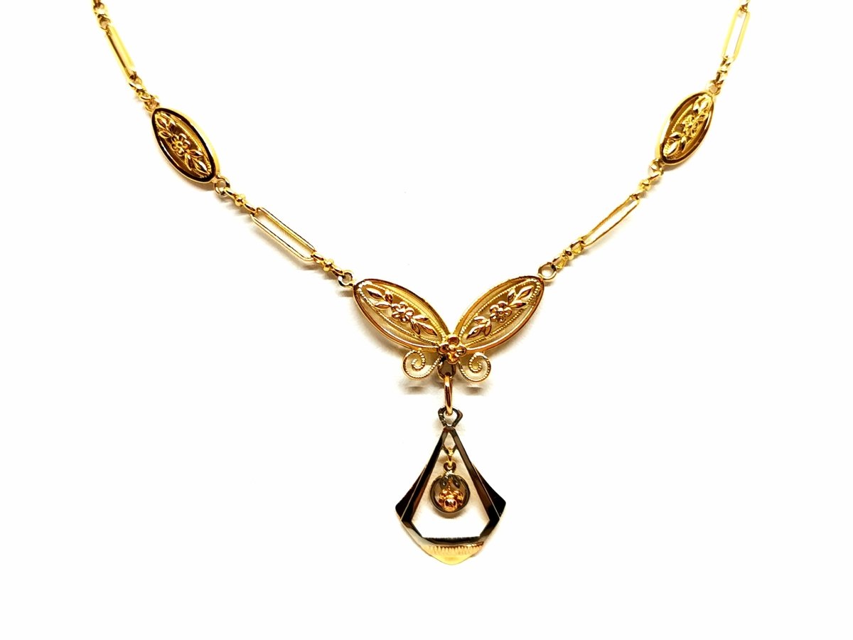 Collier Pendentif floral en 3 ors - Castafiore