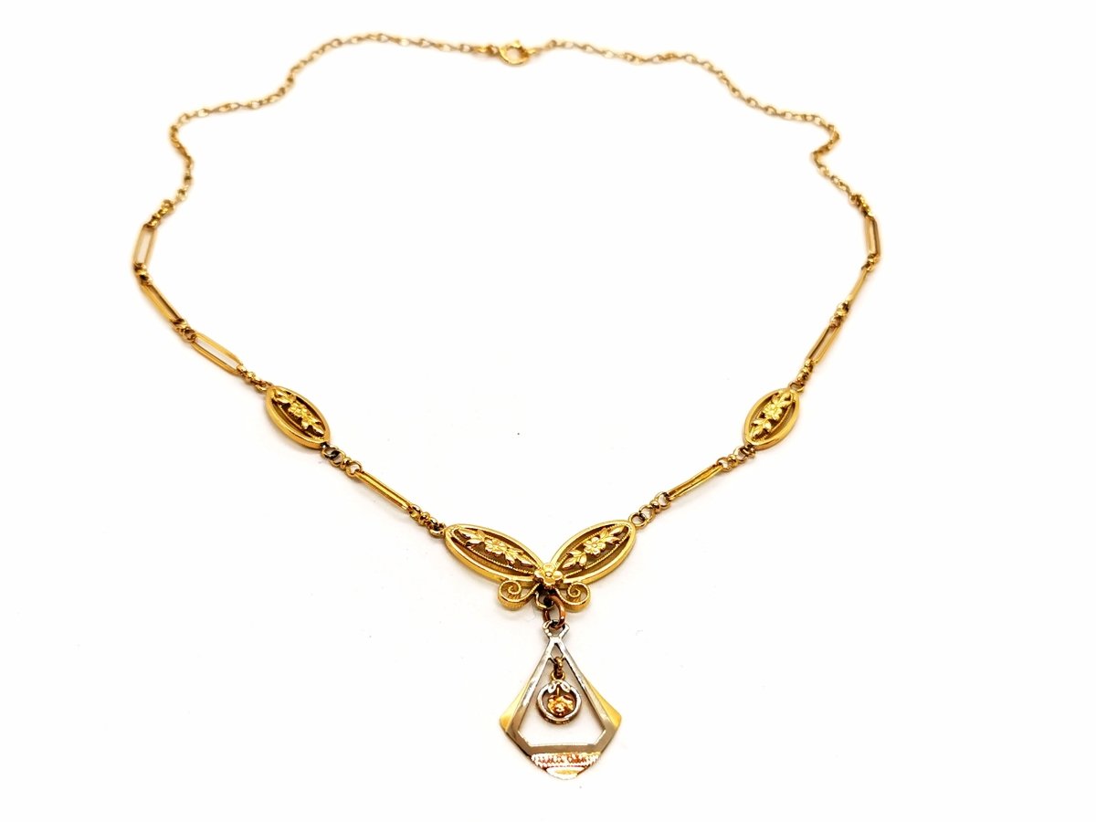 Collier Pendentif floral en 3 ors - Castafiore