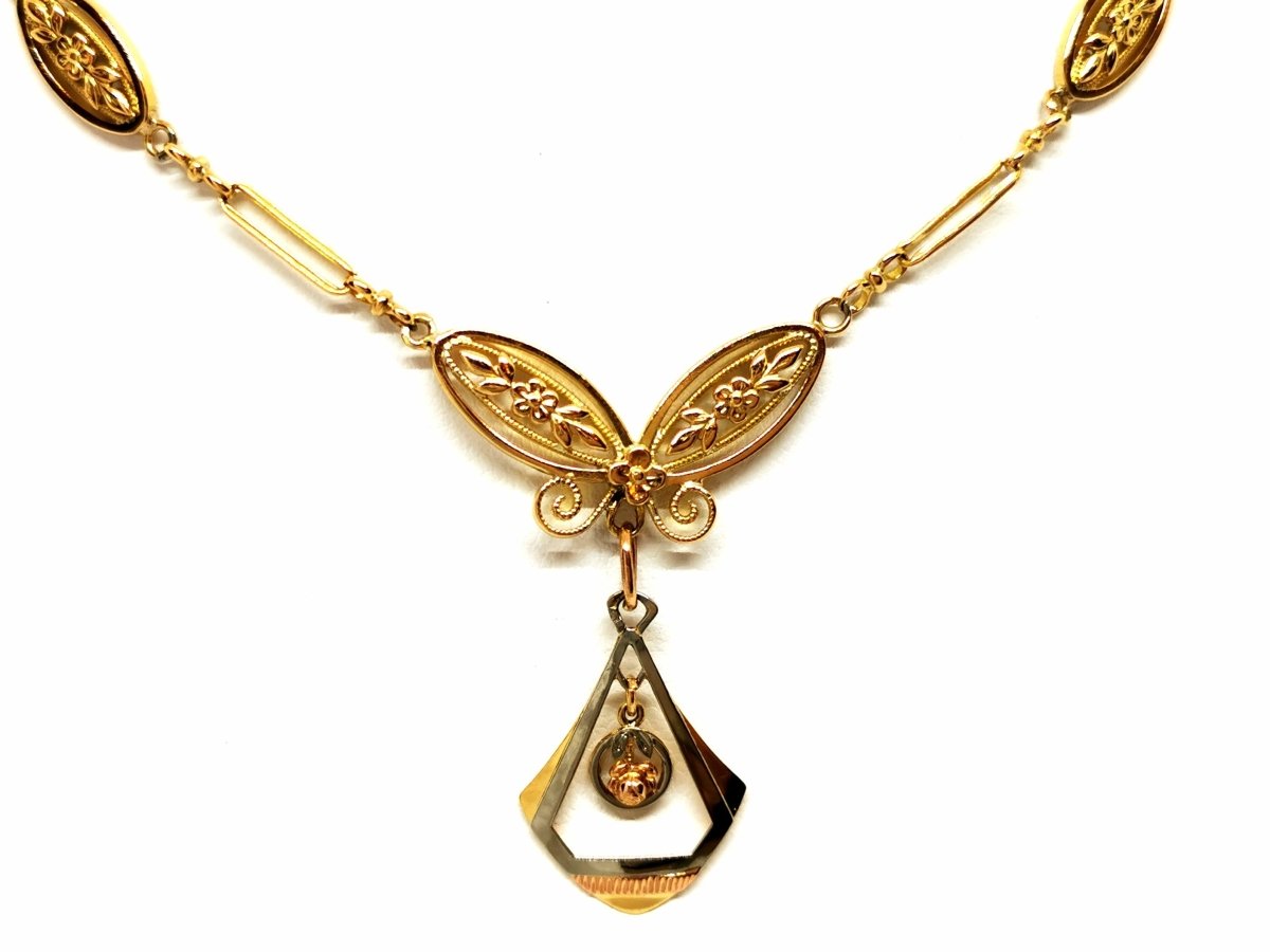 Collier Pendentif floral en 3 ors - Castafiore