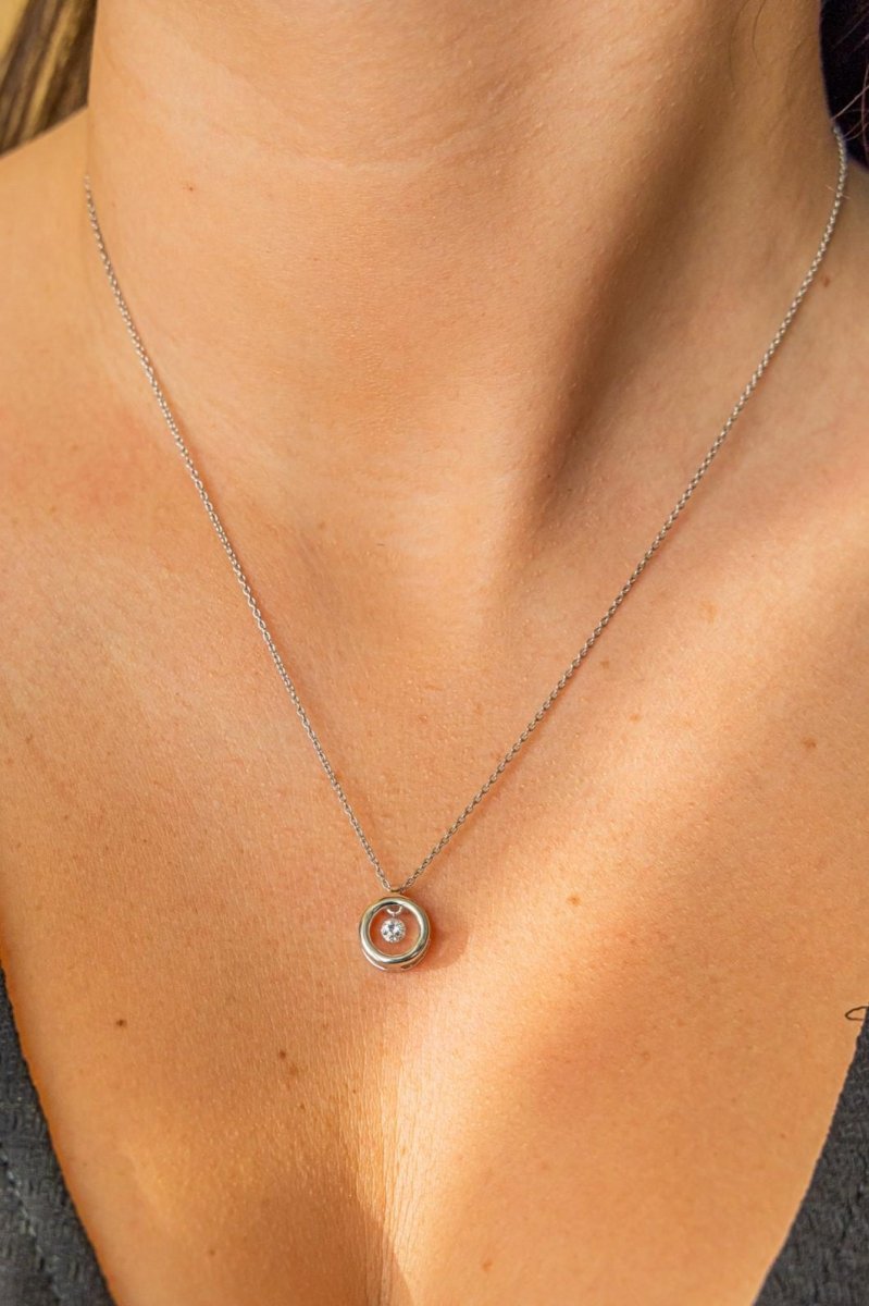 Collier Pendentif Or blanc Diamant - Castafiore