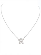 Collier Pendentif papillon en or blanc pavé diamants - Castafiore