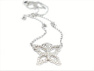 Collier Pendentif papillon en or blanc pavé diamants - Castafiore