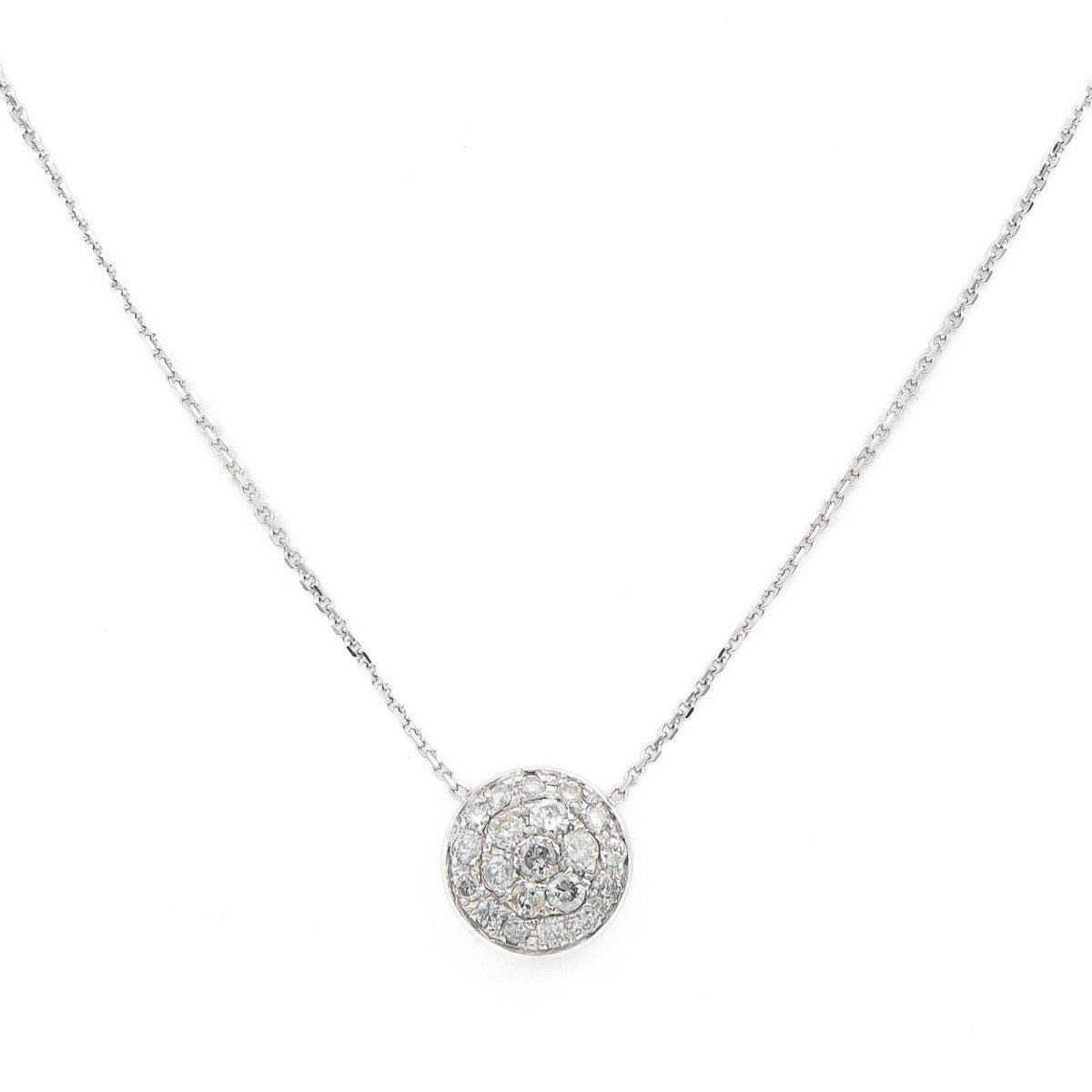 Collier Pendentif rond en or blanc et diamant - Castafiore