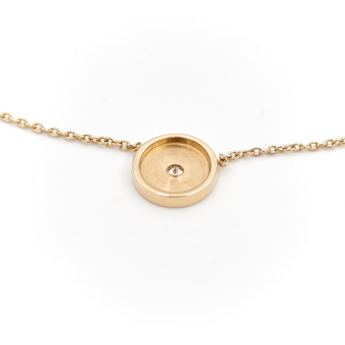 Collier Pendentif rond en or jaune et diamant - Castafiore