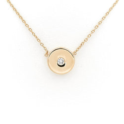 Collier Pendentif rond en or jaune et diamant - Castafiore