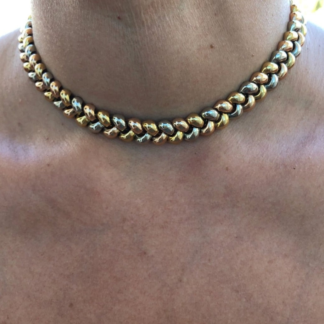 Collier Poiray 3 couleurs d'or modèle Tresse - Castafiore