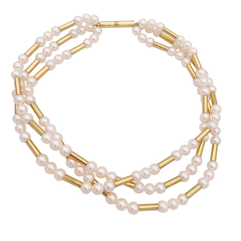 Collier Poiray, "Fuseau", or jaune, perles. - Castafiore