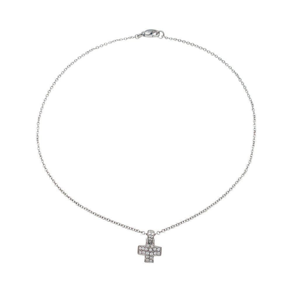 Collier Pomellato, "Croix", or blanc et diamants - Castafiore