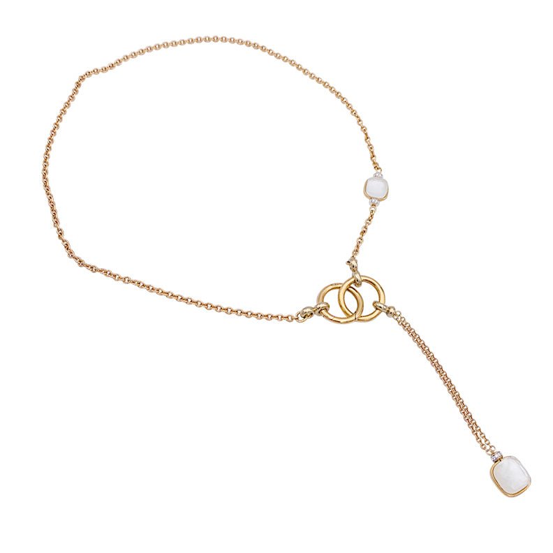 Collier POMELLATO "Nudo" en or rose, diamants, nacres blanches, topazes blanches. - Castafiore