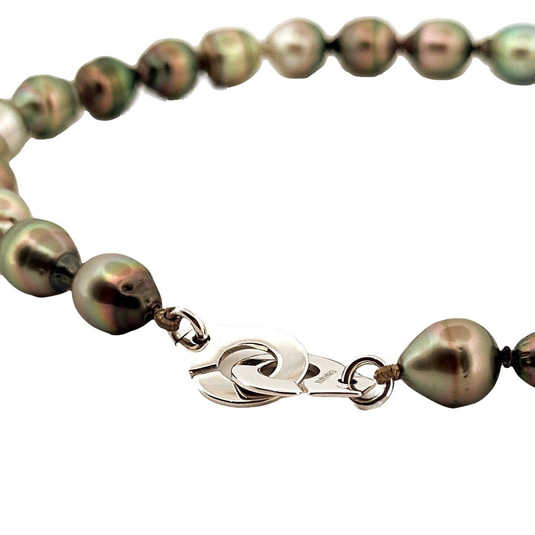 Collier Ras de cou DINH VAN "Menottes R15" en or blanc et perles de Tahiti - Castafiore