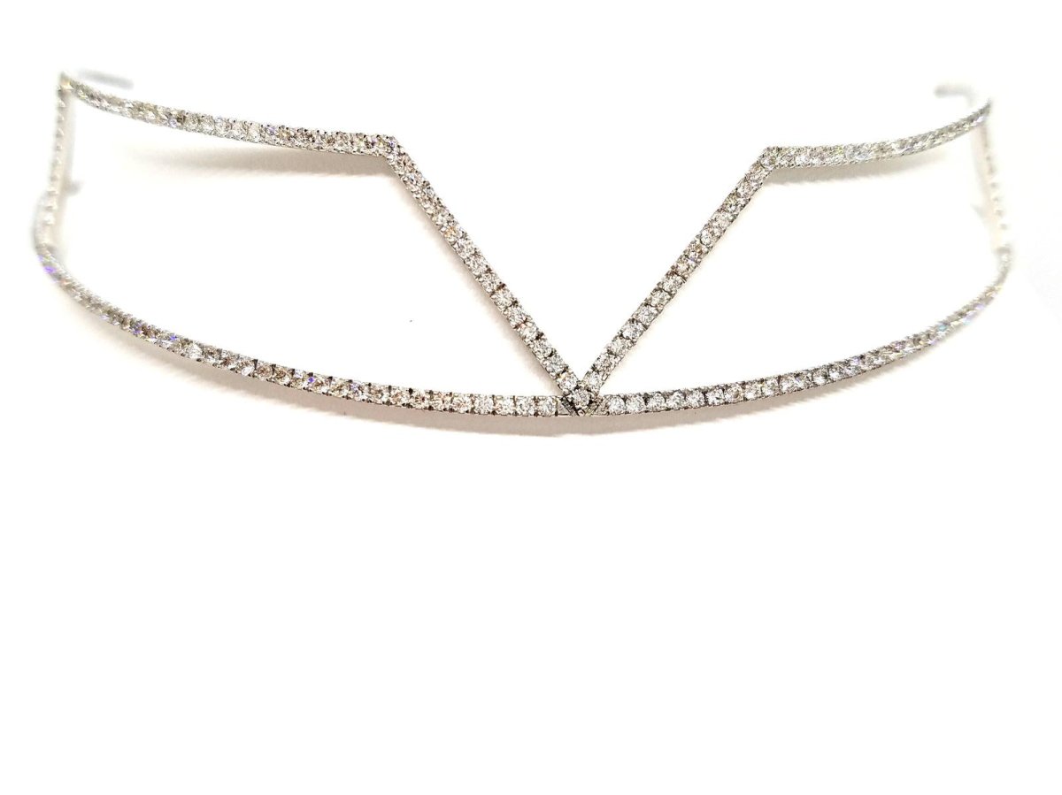 Collier Ras de cou graphique en or blanc et diamants - Castafiore