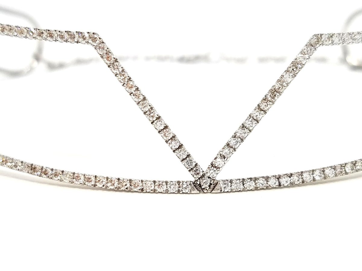 Collier Ras de cou graphique en or blanc et diamants - Castafiore