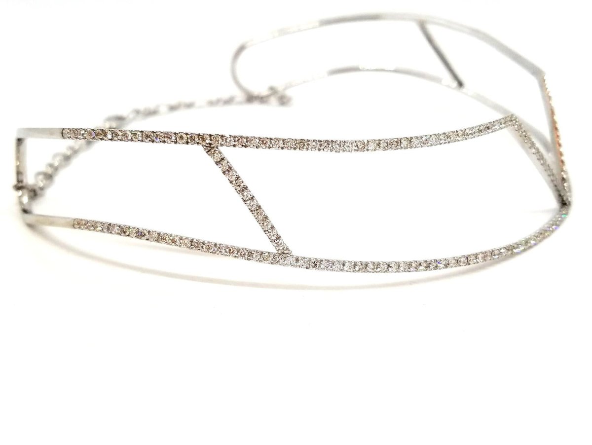 Collier Ras de cou graphique en or blanc et diamants - Castafiore