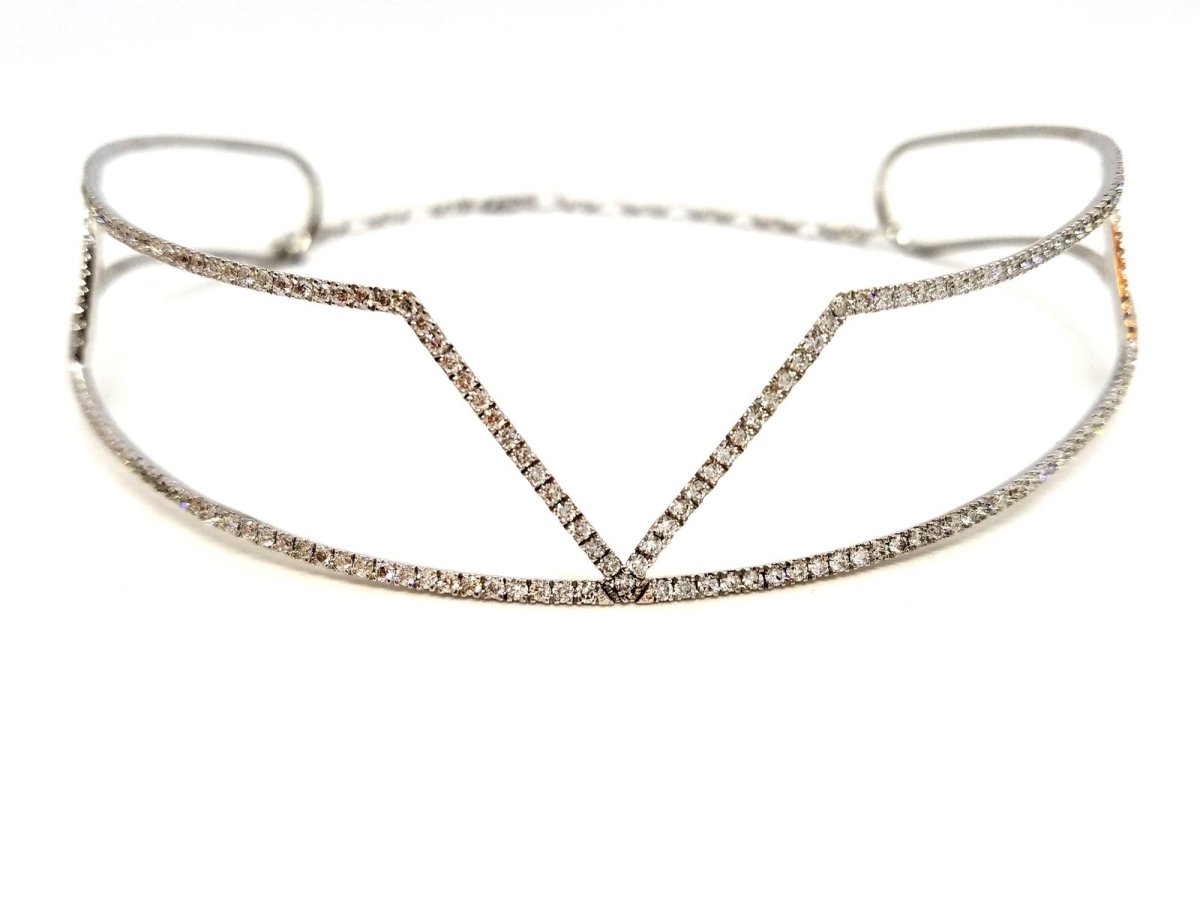 Collier Ras de cou graphique en or blanc et diamants - Castafiore