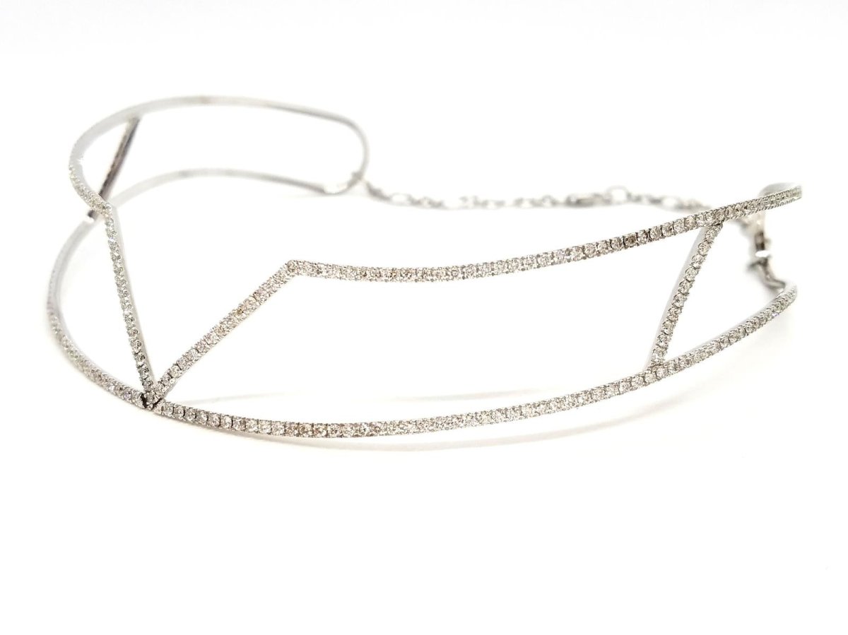 Collier Ras de cou graphique en or blanc et diamants - Castafiore
