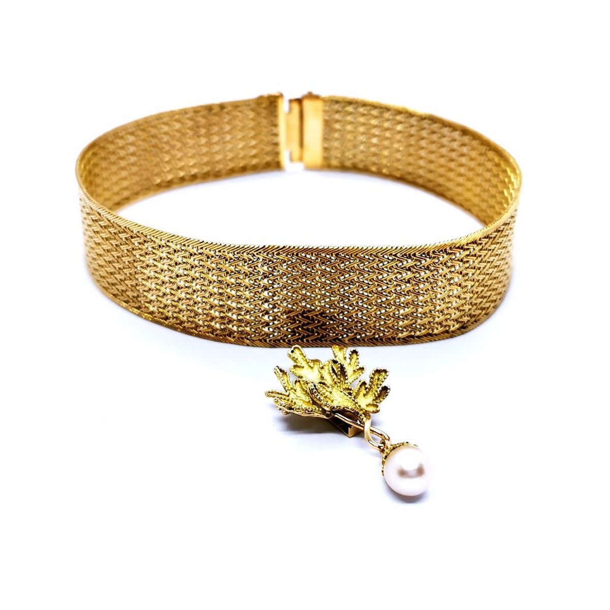 Collier Ras de cou imposant en or jaune et perle - Castafiore