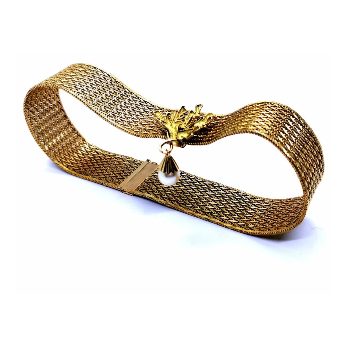 Collier Ras de cou imposant en or jaune et perle - Castafiore