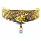 Collier Ras de cou imposant en or jaune et perle - Castafiore