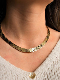 Collier Ras de cou maille en or jaune - Castafiore
