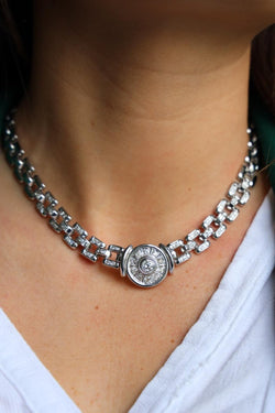 Collier Ras de cou maille or blanc et diamants - Castafiore