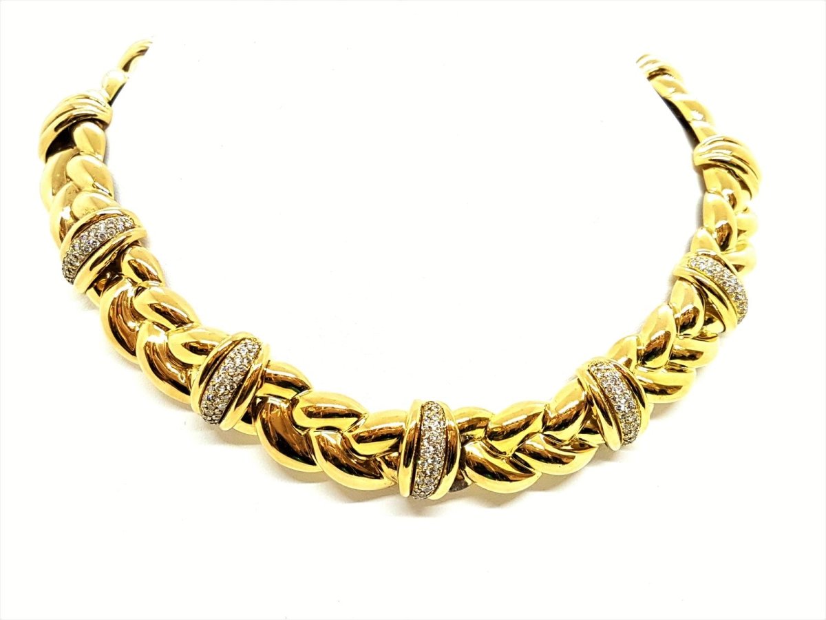 Collier Ras de cou OJ PERRIN en or jaune et diamants - Castafiore