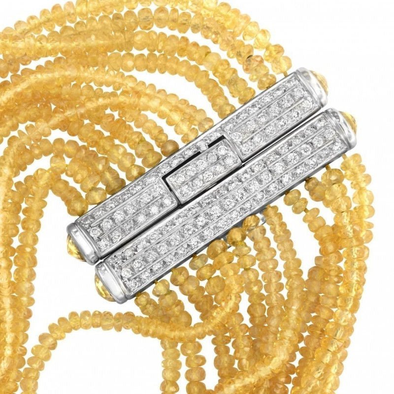 Collier Repossi or blanc saphirs jaunes diamants - Castafiore