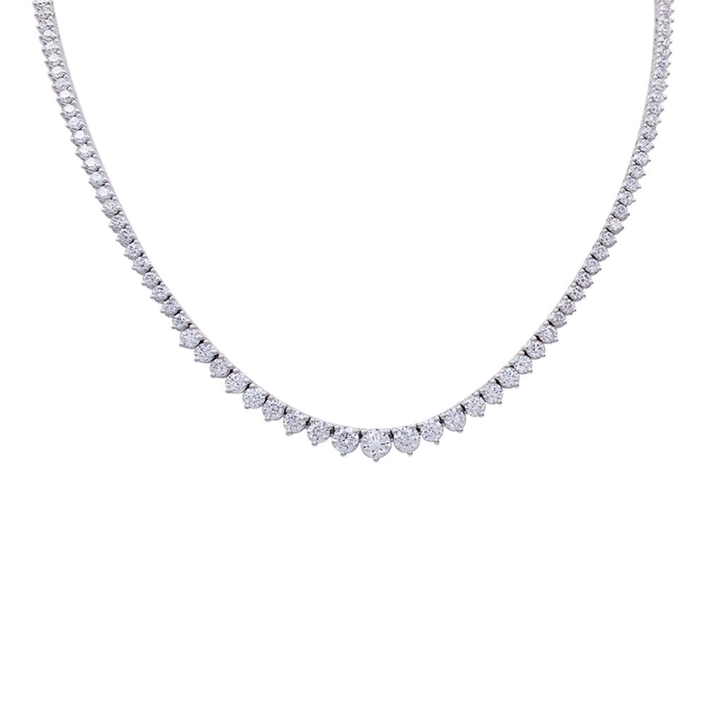 Collier rivière or blanc, diamants - Castafiore