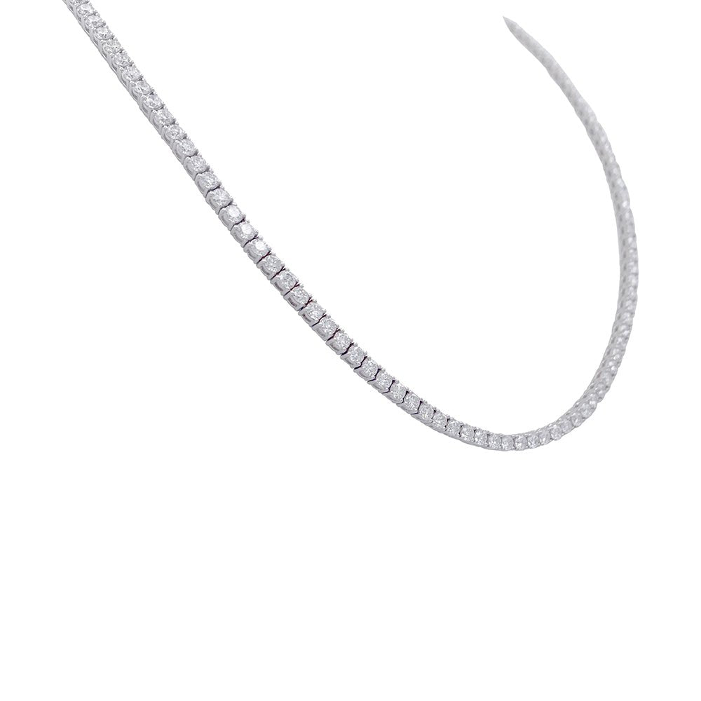 Collier rivière or blanc, diamants. - Castafiore