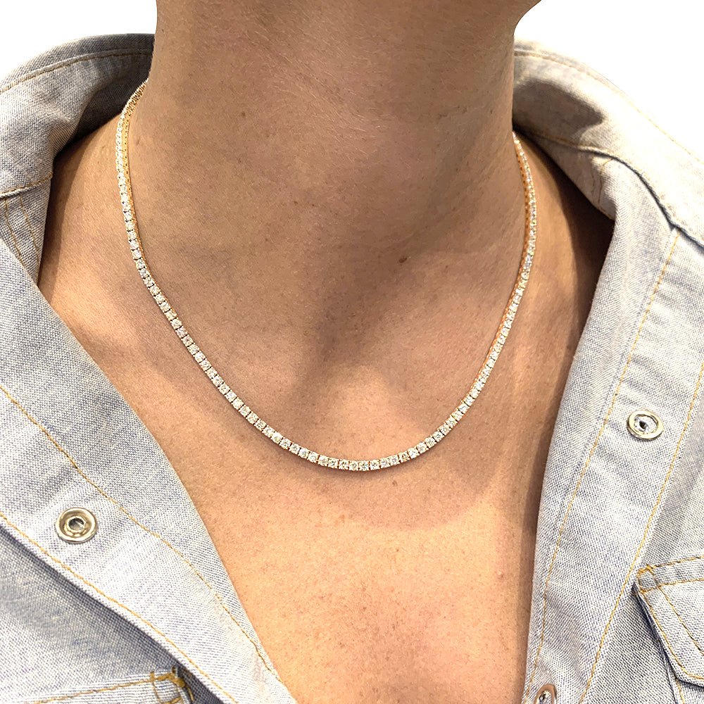 Collier rivière or blanc, diamants. - Castafiore