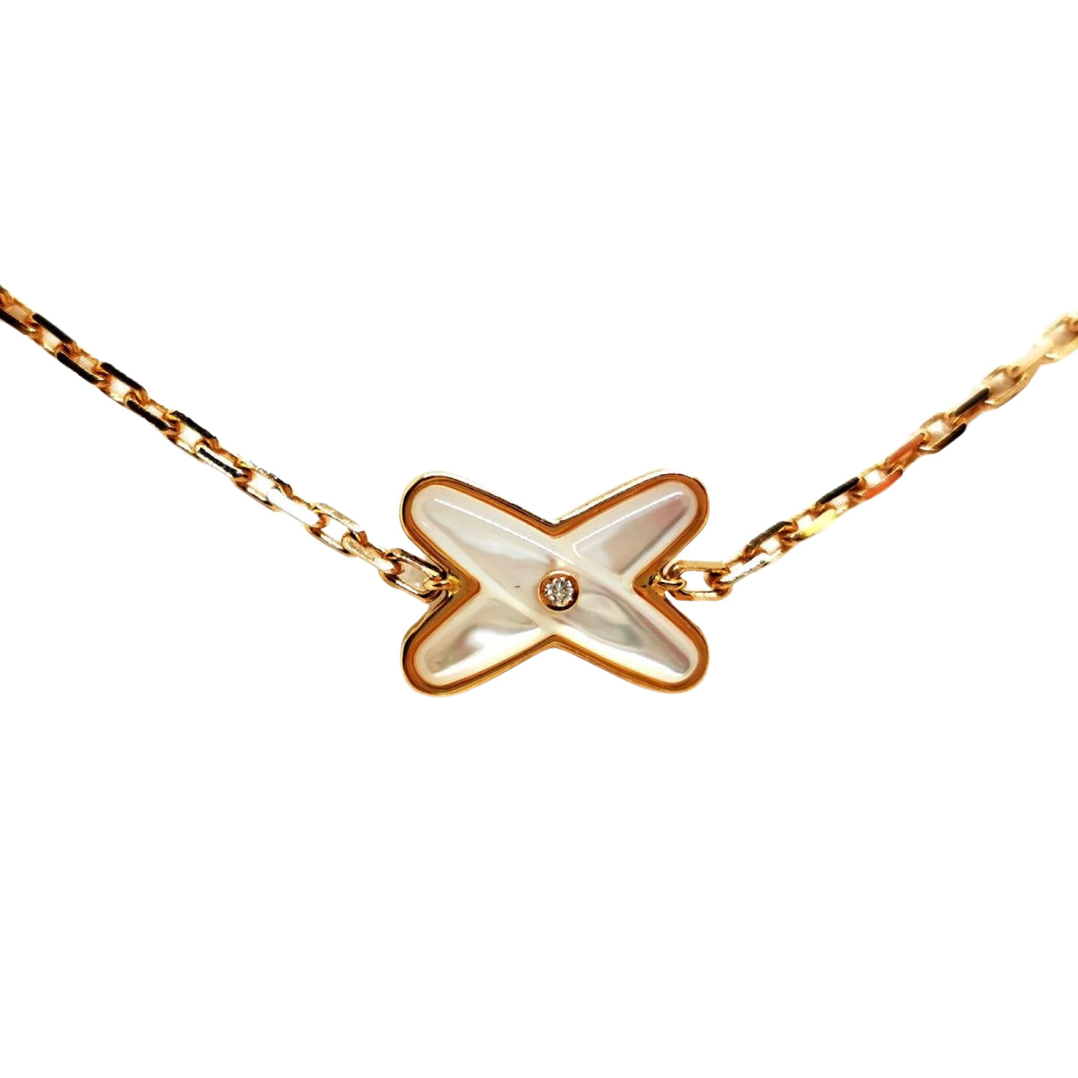 Collier Sautoir CHAUMET "Jeux de liens" en or rose, nacre et diamants - Castafiore