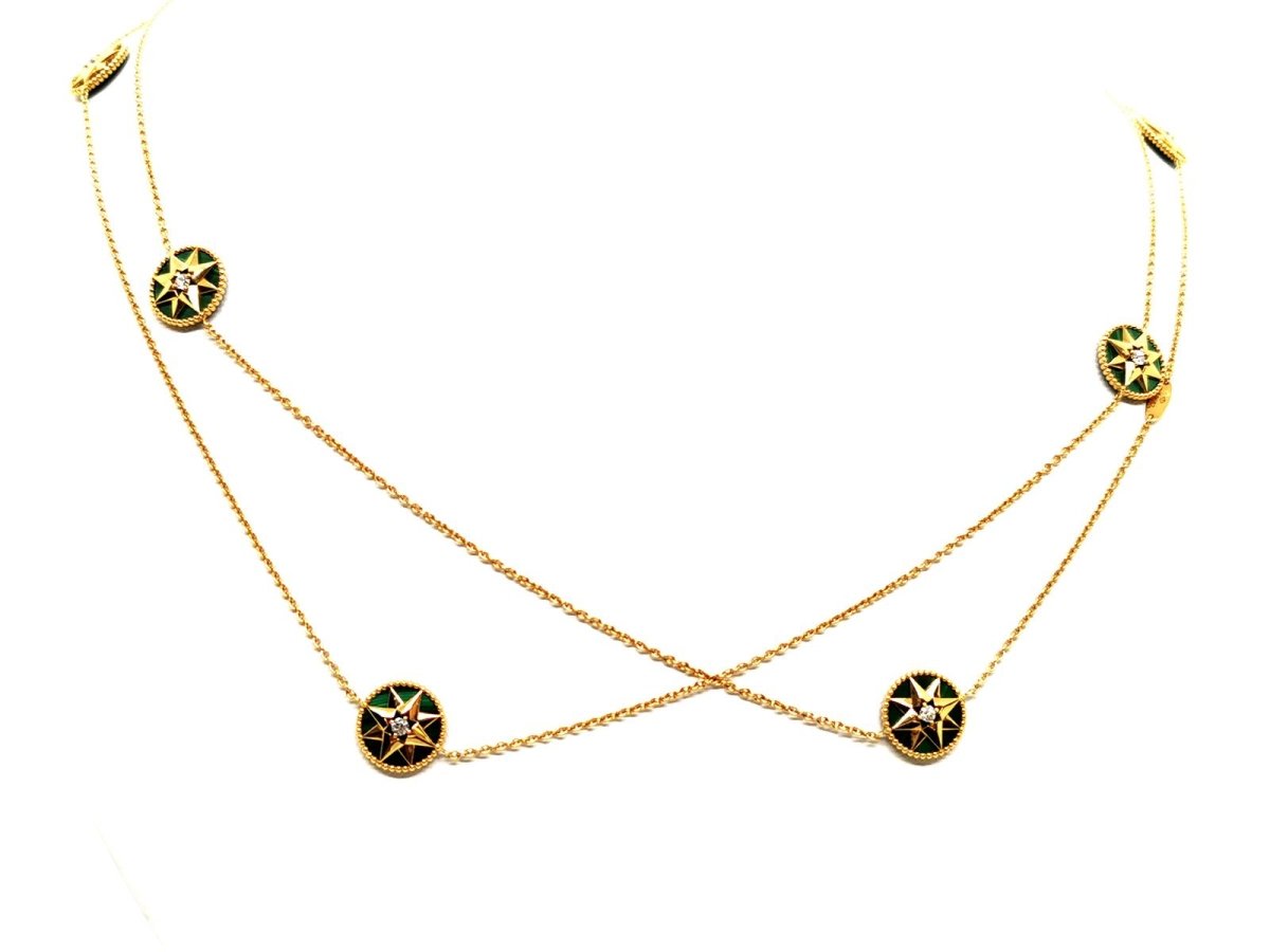 Collier Sautoir DIOR "Rose des vents" en or jaune et diamants - Castafiore