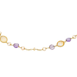 Collier Sautoir en or jaune, améthystes et citrines - Castafiore