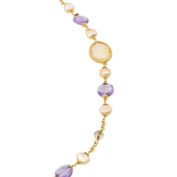 Collier Sautoir en or jaune, améthystes et citrines - Castafiore